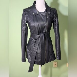 Women's Black Leather Jacket and pants set